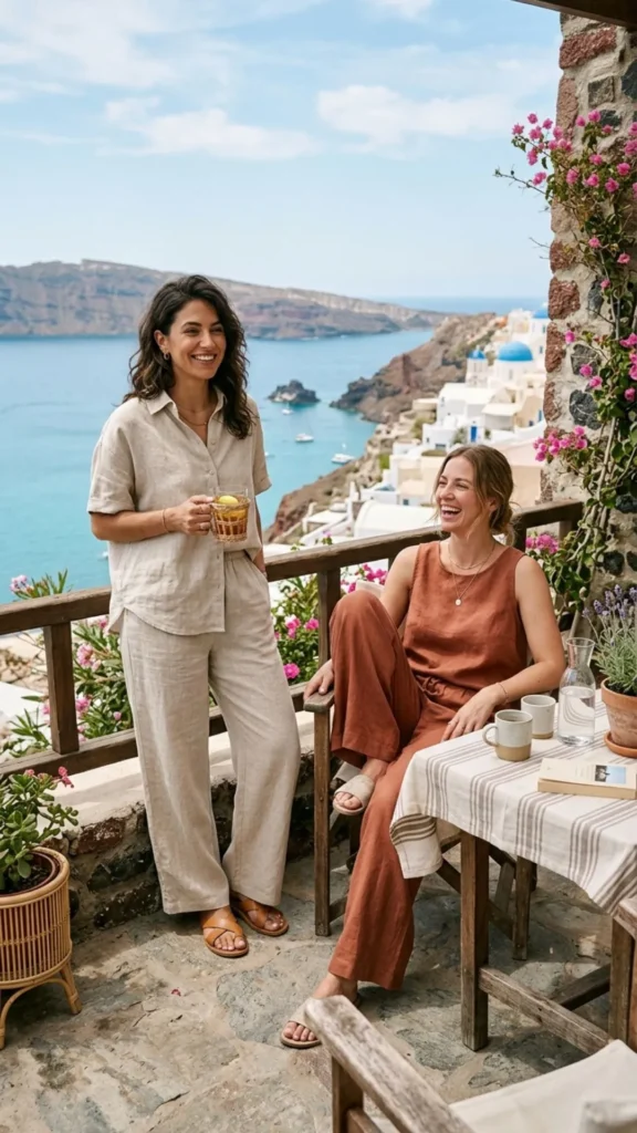 Lightweight and breathable spa-inspired summer outfit with soft neutral colors for all-day comfort.