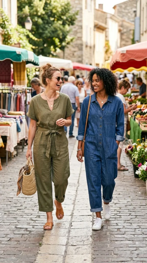 Loose-fit jumpsuit in breathable fabric for a comfortable and modern summer look.