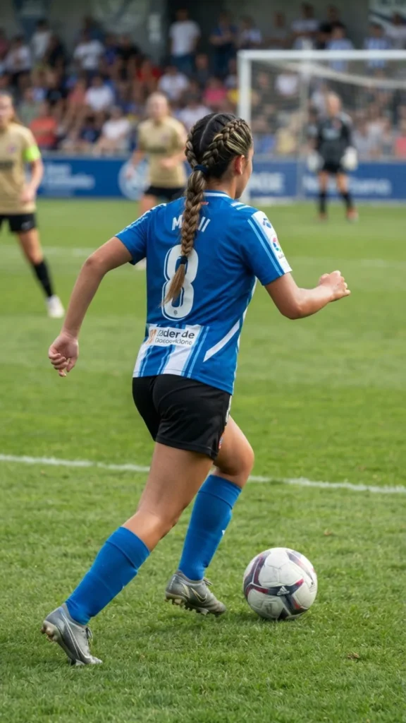 Low braided ponytail hairstyle for a comfortable and stylish soccer game day look.