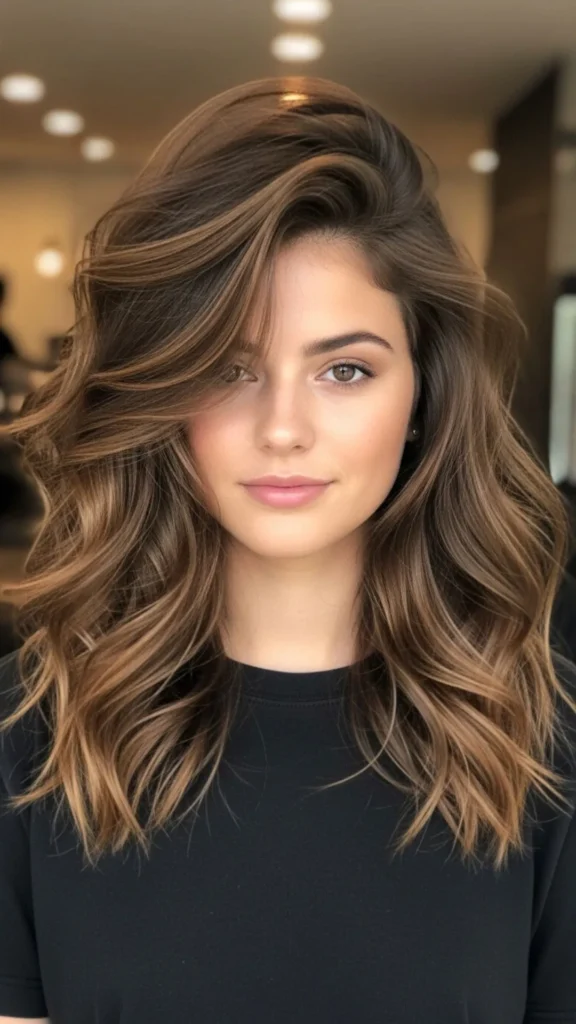 Messy natural volume blowout with effortless texture and a relaxed, airy finish.