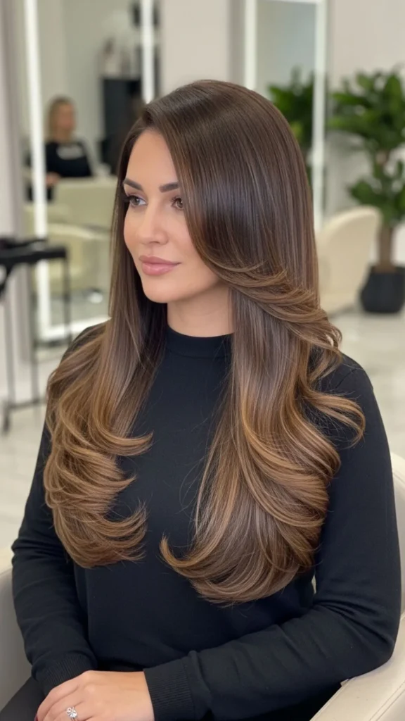 Salon-style silk press blowout with ultra-smooth, silky hair and a glossy finish.