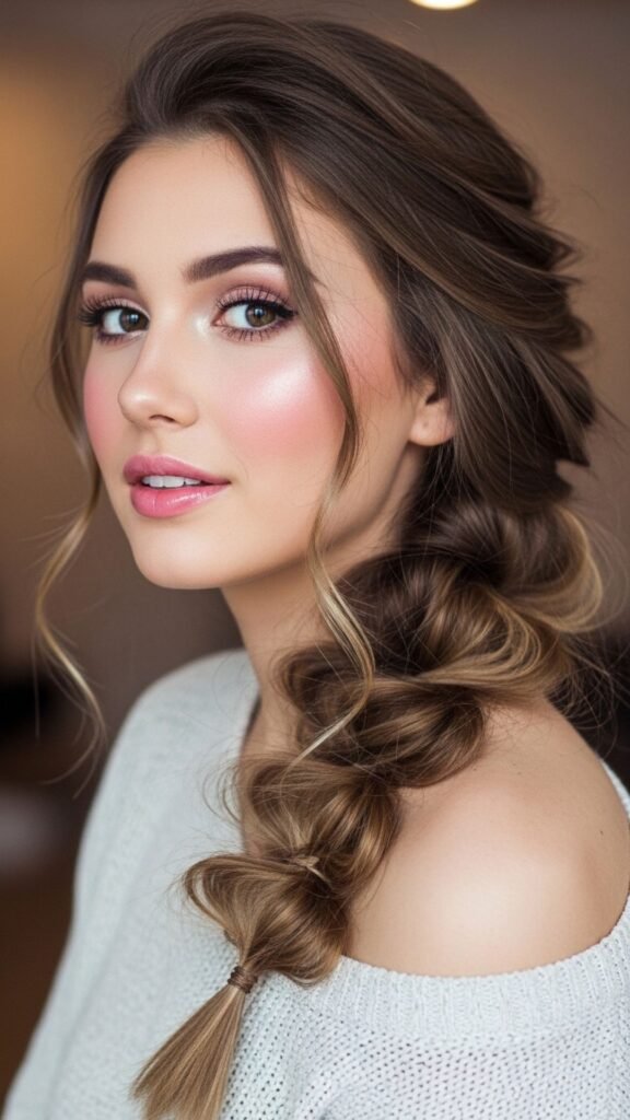 Soft side braid hairstyle for a feminine and effortlessly elegant summer look.
