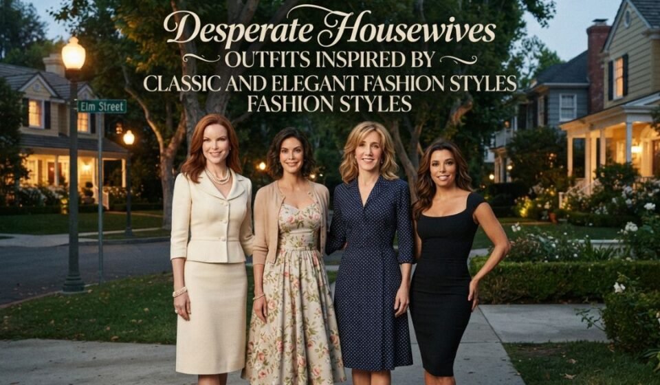 Desperate Housewives-inspired outfits featuring classic, elegant, and feminine fashion styles.