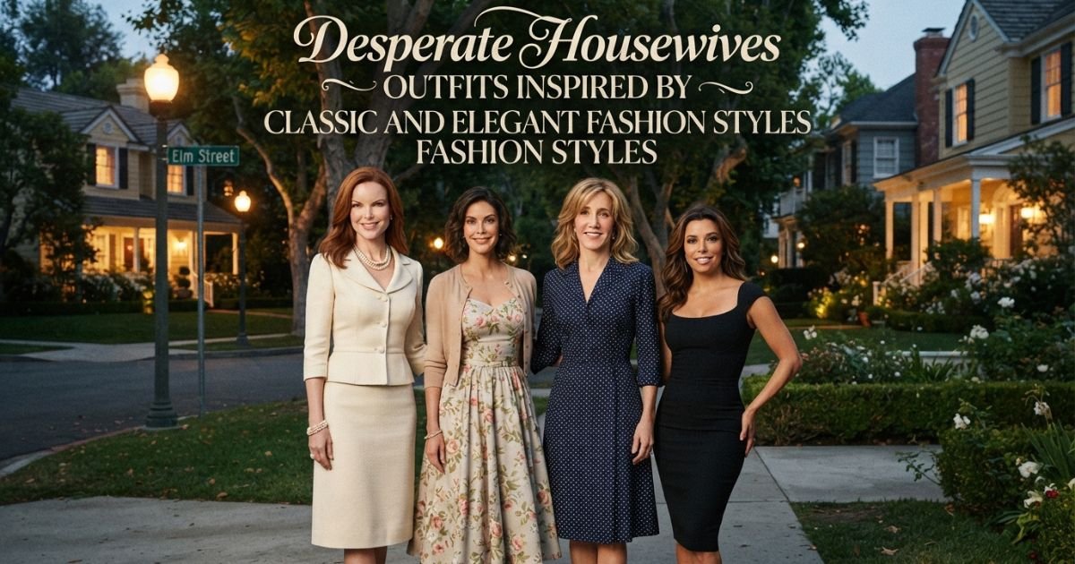 Desperate Housewives-inspired outfits featuring classic, elegant, and feminine fashion styles.