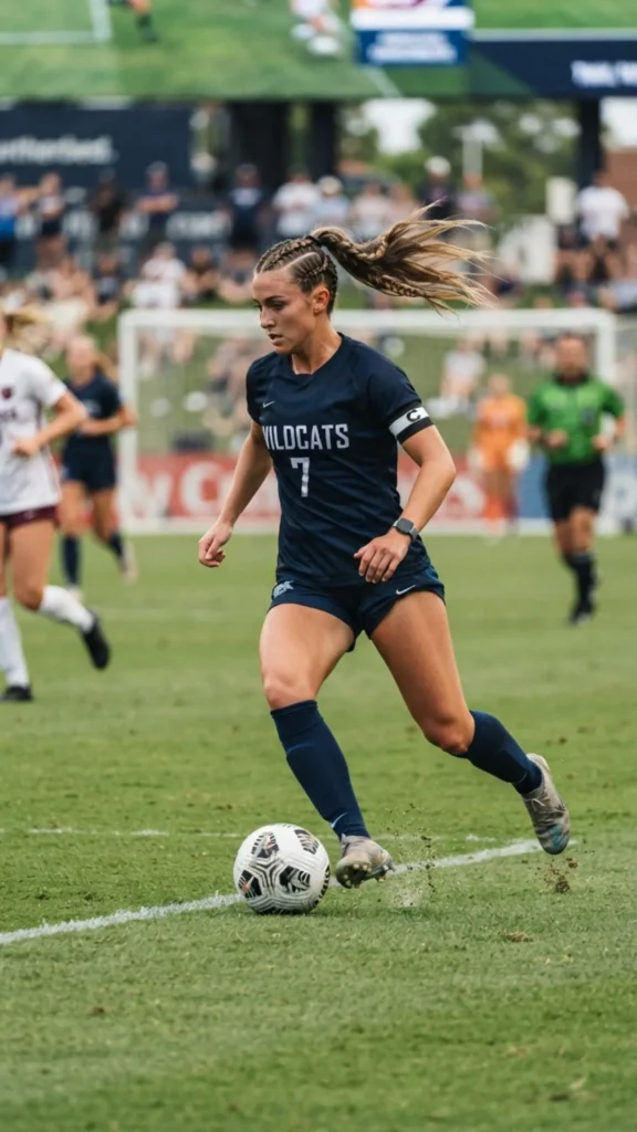 Bold Viking braid ponytail hairstyle for a confident and athletic soccer game day look.