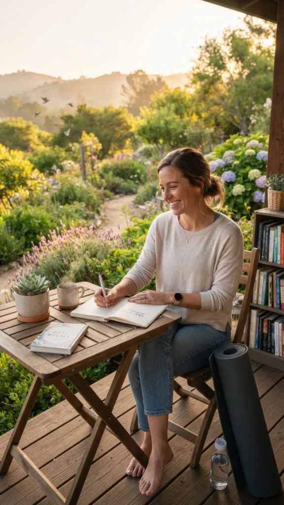Happy person practicing healthy daily habits for lasting well-being.
