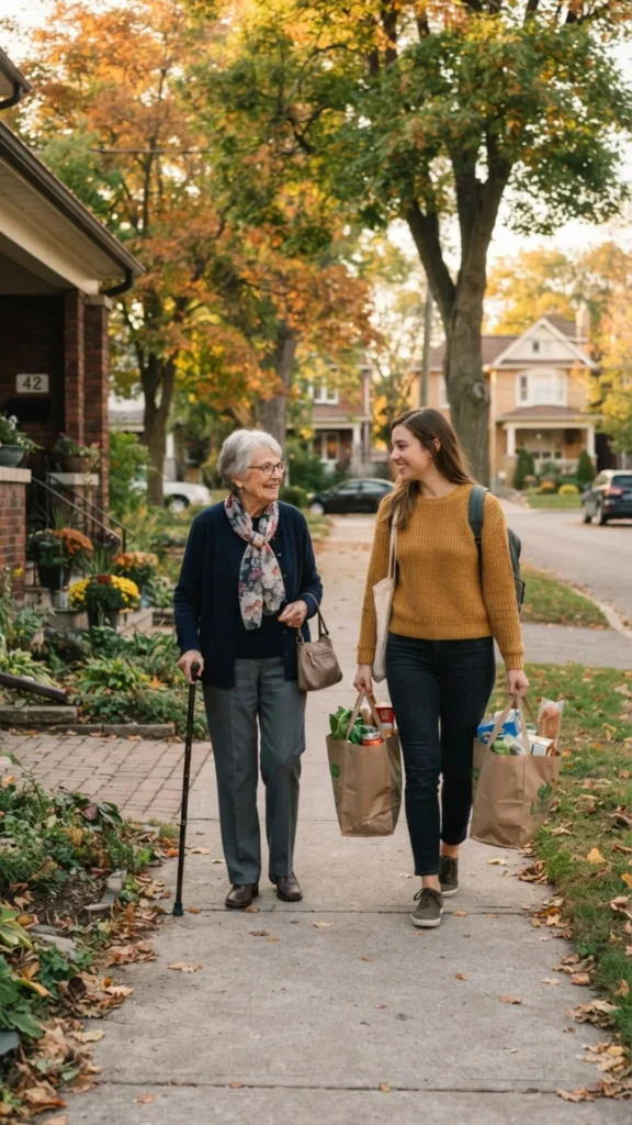 Person helping a friend with a thoughtful act of kindness.