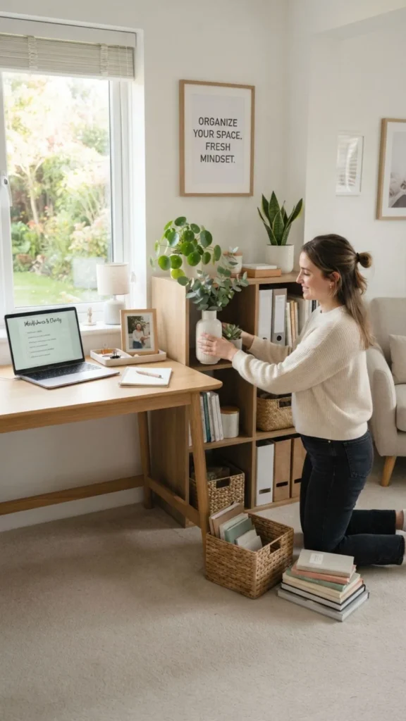 Clean and organized workspace creating a calm atmosphere.