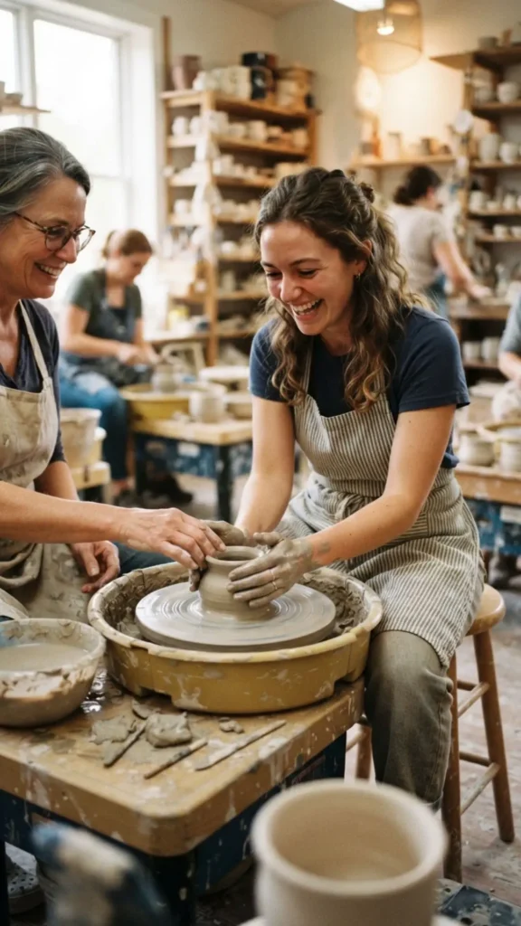 Person exploring a new hobby or learning a new skill.