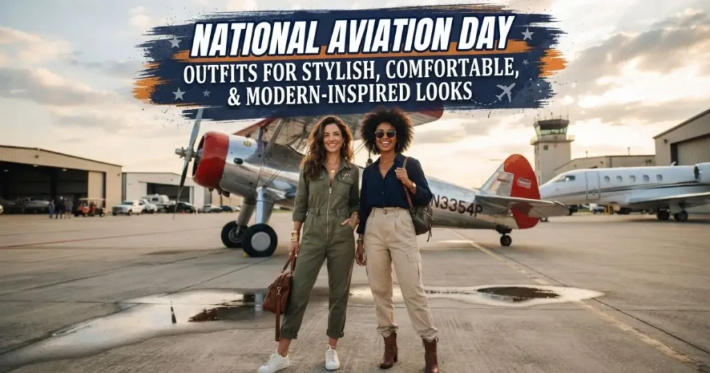 Stylish National Aviation Day outfits with modern aviation-inspired looks.