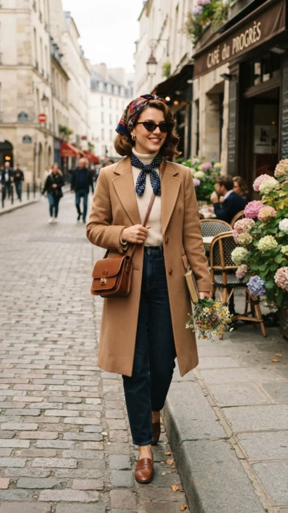 Vintage-inspired scarf creating a timeless and elegant fashion look.
