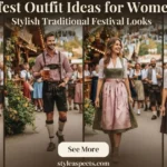 Stylish Oktoberfest outfit ideas for women and men with traditional Bavarian-inspired festival looks.